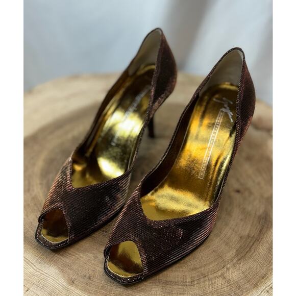 Giuseppe Zanotti Metallic Peep-Toe Pumps – Made in Italy - 6.5 - Picture 1 of 11